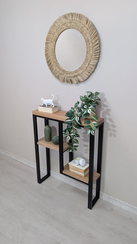 Consola Industrial recibidor en Metal y Roble macizo