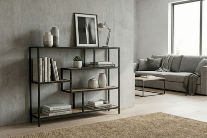 Estantería estilo Industrial en Metal y Fresno