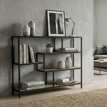 Estantería estilo Industrial en Metal y Fresno