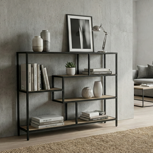 Estantería estilo Industrial en Metal y Fresno