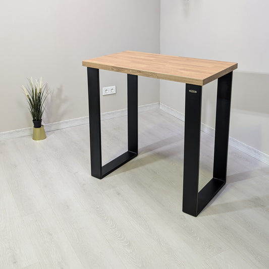 Mesa alta industrial 95×55 - Roble macizo y acero