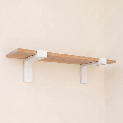 Balda de Pared de Roble Macizo con dos soportes de Acero | Estilo Industrial diseño minimalista