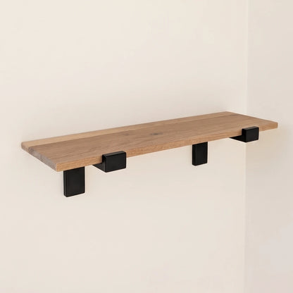 Balda de Pared de Roble Macizo con dos soportes de Acero | Estilo Industrial diseño minimalista