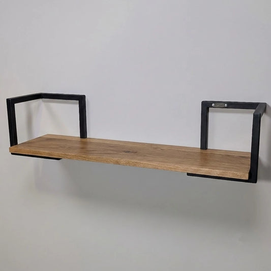 Librería de Pared Industrial en Roble y Acero con diseño de Cubos