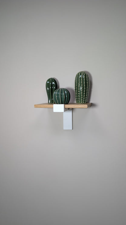 Estante Industrial de Pared con un solo apoyo en roble Macizo y acero