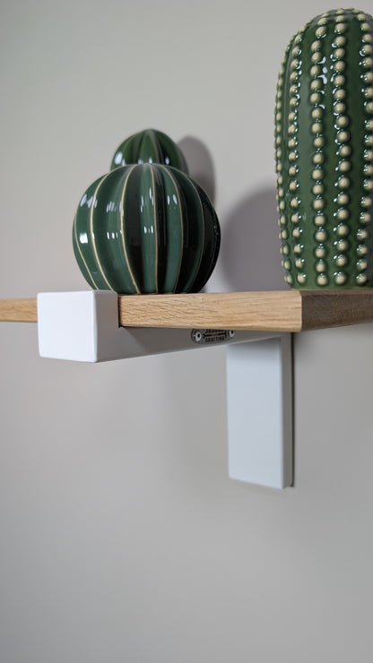 Estante Industrial de Pared con un solo apoyo en roble Macizo y acero